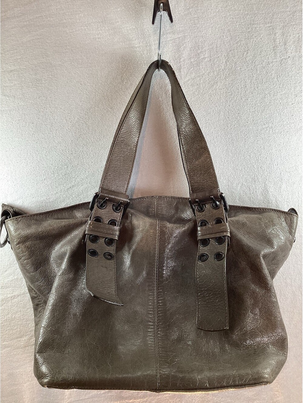 Francesco Biasia Metallic Leather Handbag Black Hardware